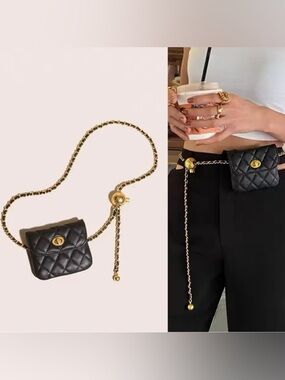 Anthro Mini Quilted Crossbody Coin Purse Chain Bag